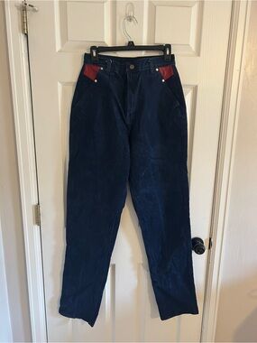 Vintage Stoney River Backless Jeans with Red Leather Pocket Patches